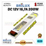 Power Supply Trafo Brilux DC 12V 16.7A | 200W + Slim (Super Quality)